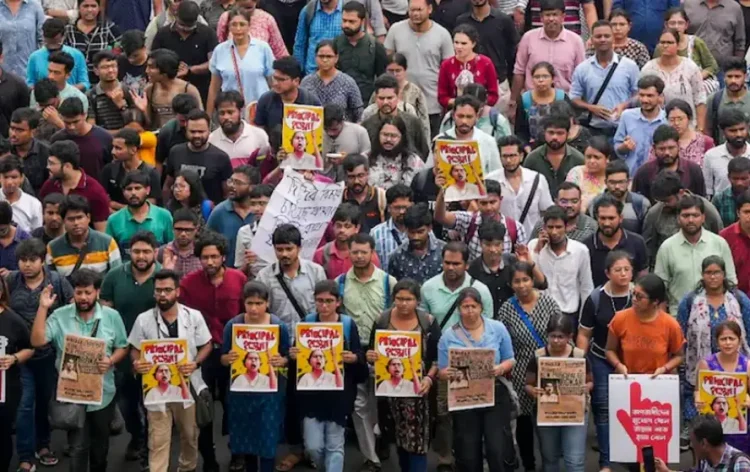 Nabanna March in Kolkata