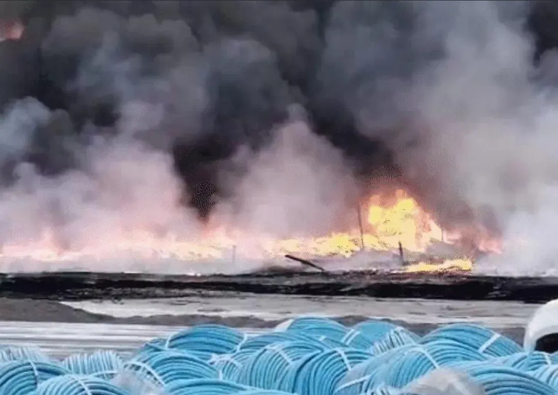 pipe factory burnt