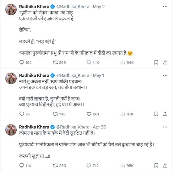 Radhika Khera Controversy Case-X post