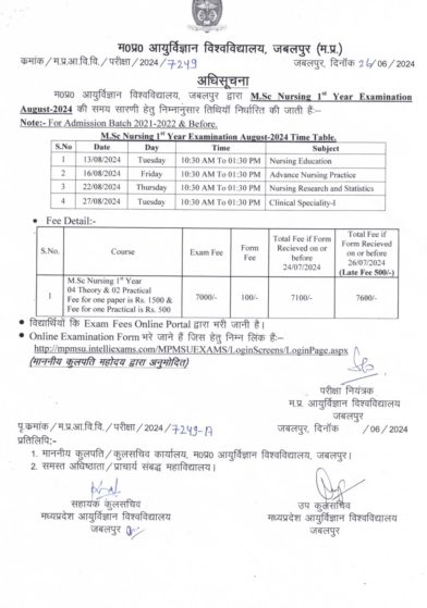 nursing college exam