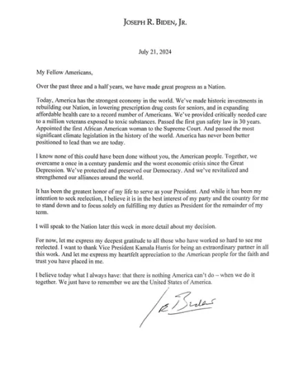 Joe Biden letter